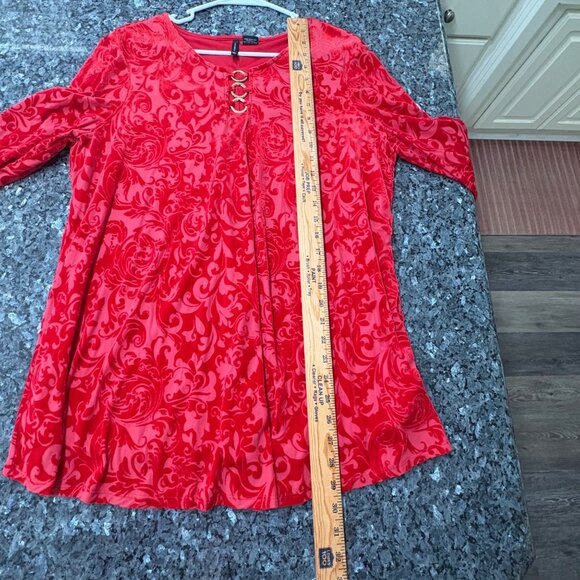 New Directions Red Velvet Burnout Tunic Top – XL - Picture 5 of 9